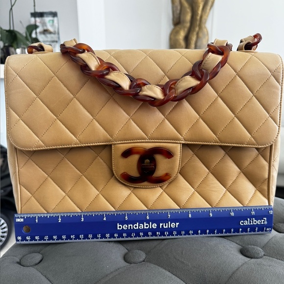 LOT 1287 JUMBO Tortoiseshell chain shoulder strap CHANEL vintage XL CC - Picture 3 of 16